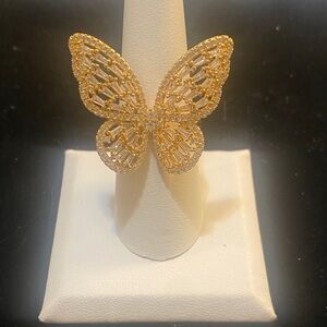 Elegant Gold Butterfly Ring, adjustable